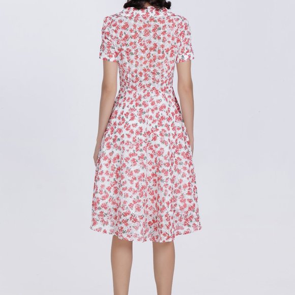 ALANTINO FLORAL PRINT COTTON SHIRT DRESS - Picture 9 of 10